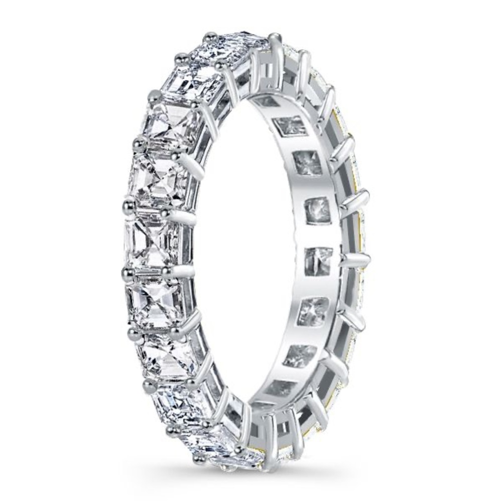Asscher Cut Eternity Wedding Band For Women In Silver